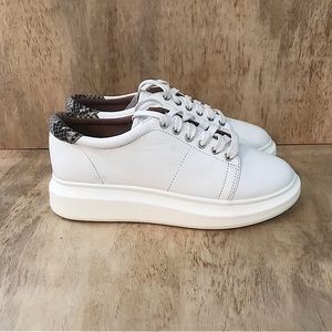 Linea Paolo Women’s White Leather Lace-Up Platform Sneakers. Size: 11M
